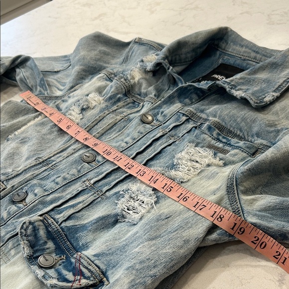 Preme Light Blue Distressed Whitewash Denim Jean Button Down Men’s Jacket Medium - Picture 11 of 16